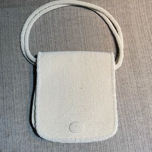 Small white beaded purse. With gloves - size 7. Made in Germany